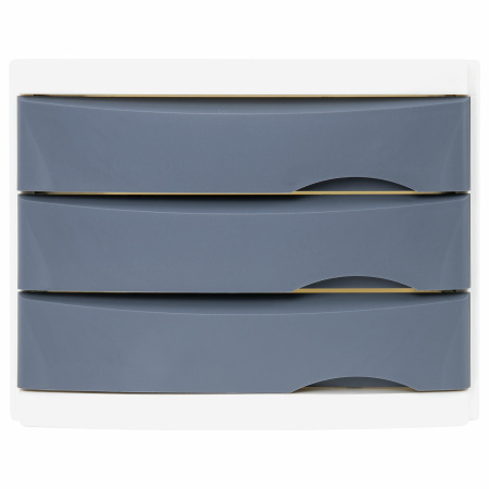 Бокс с 3 выдвижными лотками, корпус светлый, лотки серые, 235х300х355 мм, BRAUBERG "Office-Expert", 238040 - Блоки закрытых лотков для бумаг