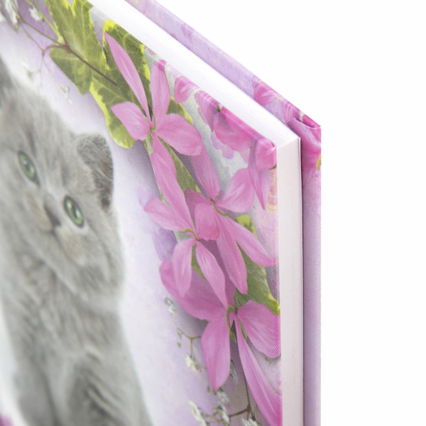 Блокнот МАЛЫЙ ФОРМАТ 110х147 мм А6, 80 л., твердый переплет, клетка, выборочный лак, BRAUBERG, "Котята", 122192 - Блокноты в книжном переплете