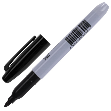 Маркер перманентный STAFF EVERYDAY PM-233, ЧЕРНЫЙ, эргономичный корпус, круглый наконечник 2 мм, 151233 - Маркеры перманентные