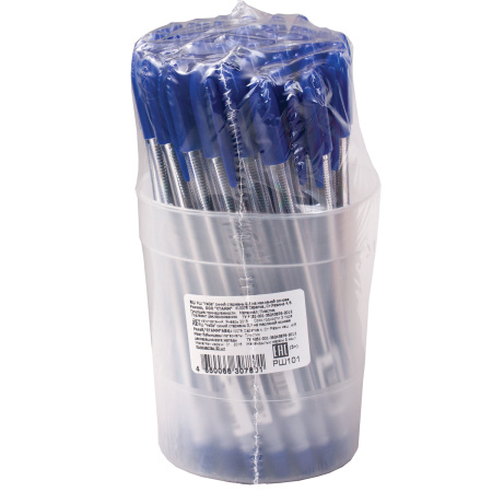 Ручка шариковая масляная "VeGa", СИНЯЯ, корпус прозрачный, узел 1 мм, линия письма 0,7 мм, РШ101 - Ручки шариковые неавтоматические