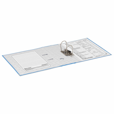 Папка-регистратор BRAUBERG с покрытием из ПВХ, 80 мм, с уголком, голубая (удвоенный срок службы), 227197 - Папки-регистраторы с арочным механизмом