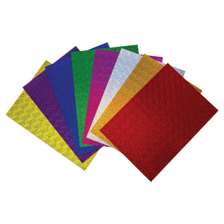 Картон цветной А4 ГОЛОГРАФИЧЕСКИЙ, 8 листов 8 цветов, 230 г/м2, "ЗОЛОТОЙ ПЕСОК", BRAUBERG, 124755 - Цветной и белый картон