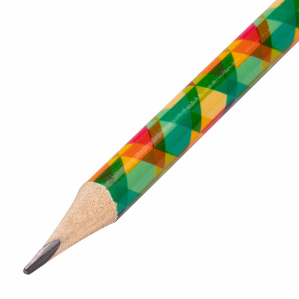 Карандаш чернографитный ЮНЛАНДИЯ, 1 шт., "Калейдоскоп", HB, корпус ассорти, с цветным ластиком, 181592 - Карандаши чернографитные