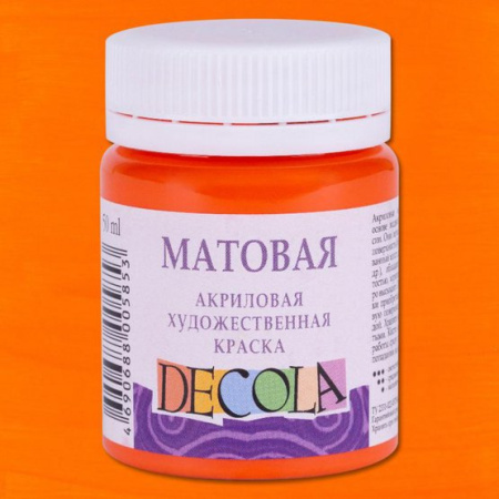 Акриловая краска матовая цвет №315 Оранжевая 50мл Decola