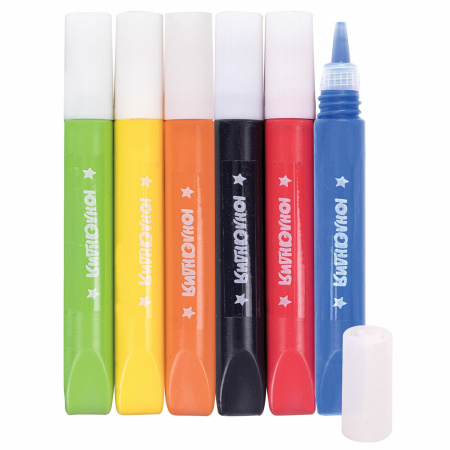 Краски витражные ЮНЛАНДИЯ, 6 ярких цветов, 6 туб по 10,5 мл, шаблоны, 191758 - Декоративные и хобби краски