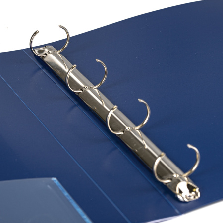 Папка на 4 кольцах, ширина 40 мм, BRAUBERG EXTRA, до 300 листов, СИНЯЯ, 0,8 мм, 270548 - Папки на кольцах