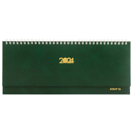 Планинг датированный 2024 300х130 мм, STAFF, гребень, обложка бумвинил, 64 л., зеленый, 115150 - Планинги