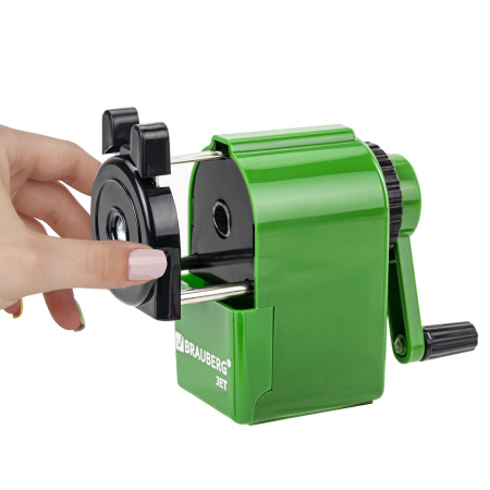 Точилка механическая BRAUBERG "JET", металлический механизм, корпус зеленый, 229571 - Точилки механические