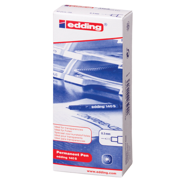 Маркер перманентный для любой гладкой поверхности EDDING 140, ЧЕРНЫЙ, 0,3 мм, металлический наконечник, E-140/1 - Маркеры для пленок