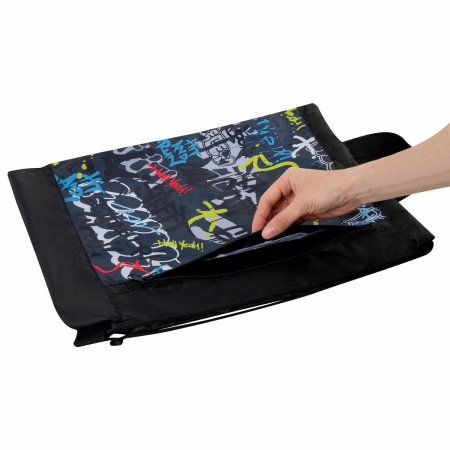 Мешок для обуви ЮНЛАНДИЯ с ручками, боковой карман на молнии, 46х36 см, "Graffiti", 272408 - Мешки для обуви