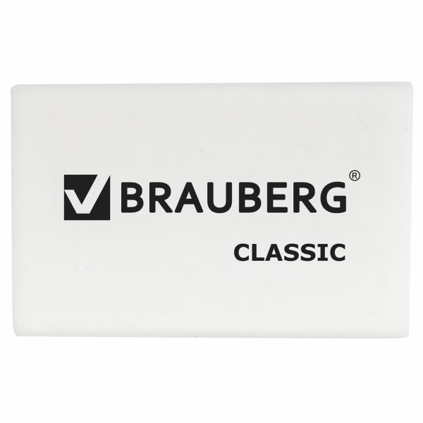 Ластик BRAUBERG "Classic", 26х17х7 мм, белый, прямоугольный, 1 шт, 221033 - Ластики классические