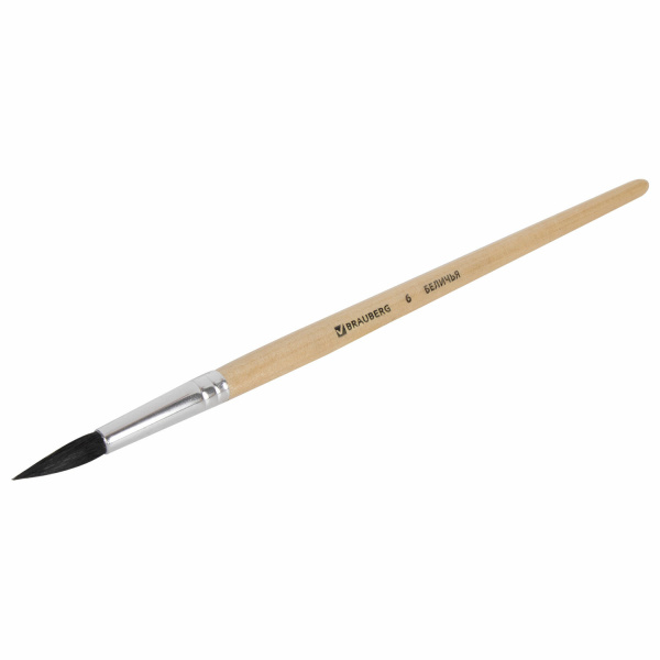 Кисть BRAUBERG, белка, круглая, № 6, 200183 - Кисти для рисования