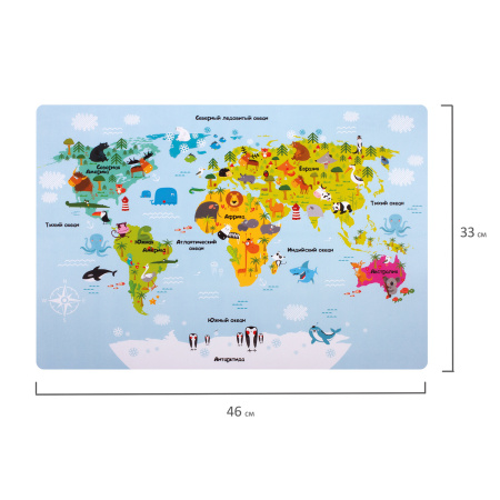 Настольное покрытие ПИФАГОР, А3+, пластик, 46x33 см, "Map", 270403 - Коврики настольные детские