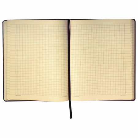 Блокнот БОЛЬШОЙ ФОРМАТ (200х252 мм) В5, BRAUBERG "Income", кожзам, 128 л., клетка, черный, 125204 - Бизнес-блокноты и бизнес-тетради