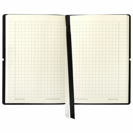 Блокнот МАЛЫЙ ФОРМАТ (100х150 мм) А6, BRAUBERG "Black Jack", 128 л., гладкий кожзам, резинка, клетка, черный, 125243 - Бизнес-блокноты и бизнес-тетради