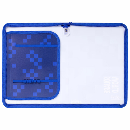 Папка для труда на молнии ЮНЛАНДИЯ А4, 1 отделение, откидная планка, органайзер, "Square world", 270987 - Папки для тетрадей и уроков труда