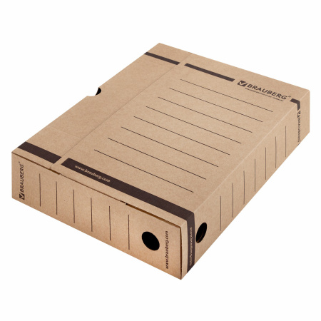Короб архивный с клапаном А4 (260х325 мм), 75 мм, до 700 листов, плотный, микрогофрокартон, BRAUBERG, 126509 - Накопители документов