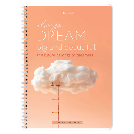 Тетрадь А4, 80 л., BRAUBERG, гребень, клетка, обложка картон, "Dream", 404049 - Тетради формата А4