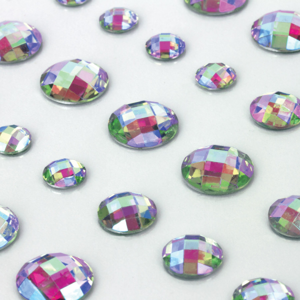 Стразы самоклеящиеся "Кристалл", ассорти, 6-10 мм, 72 шт., на подложке, ОСТРОВ СОКРОВИЩ, 661568 - Стразы, полужемчужины, бусины, пайетки