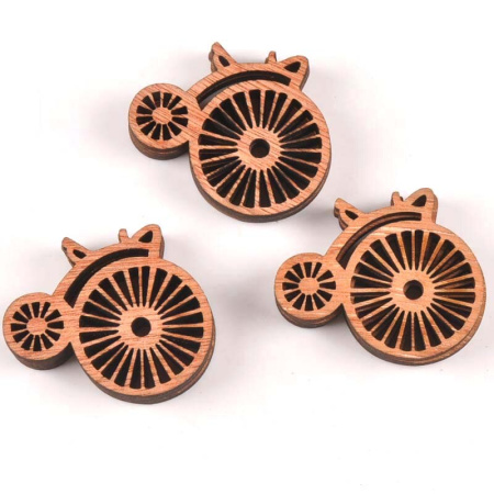 Винтажный велосипед из дерева 43*50 мм, толщина  2 мм, 6 шт