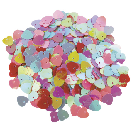 Пайетки для творчества "Сердце", яркие, цвет ассорти, 5 цветов, 10 мм, 20 грамм, ОСТРОВ СОКРОВИЩ, 661275 - Пайетки для творчества