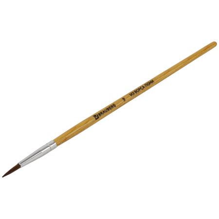 Кисть BRAUBERG, пони, круглая, № 3, 200189 - Кисти для рисования