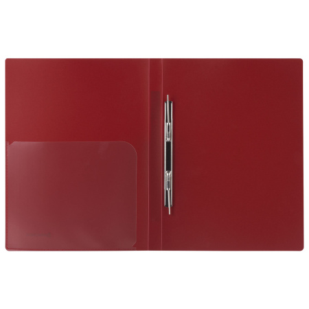 Папка с металлическим скоросшивателем и внутренним карманом BRAUBERG "Диагональ", темно-красная, до 100 листов, 0,6 мм, 221355 - Папки с пружинным и пластиковым скоросшивателем