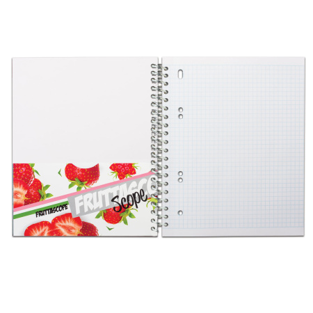 Тетрадь А5, 100 л., HATBER, спираль, клетка, глянцевый лак, карман, "КЛУБНИЧКА", 100Ткм5B1сп_10808, T106242 - Тетради более 60 листов