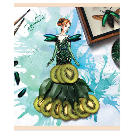 Тетрадь А5, 48 л., ПЗБМ, скоба, клетка, конгрев, выборочный TWIN лак, "Мода-природа" (5 видов), 027464 - Тетради 40-48 листов