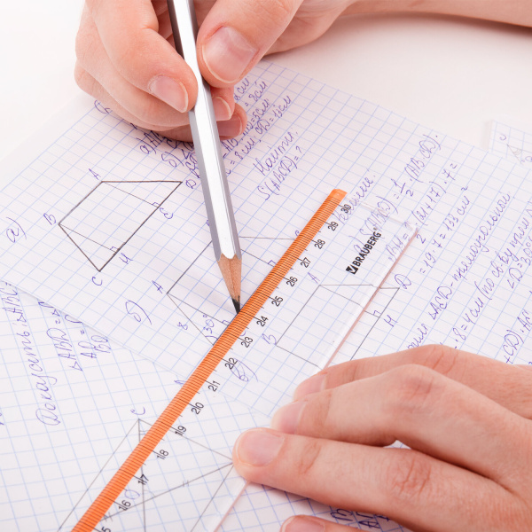 Линейка пластиковая 30 см BRAUBERG "FRESH ZONE", прозрачная, с оранжевой шкалой, 210759 - Линейки