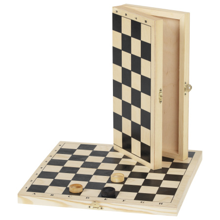 Шашки классические деревянные, лакированные, доска 29х29 см, ЗОЛОТАЯ СКАЗКА, 664673 - Настольные игры