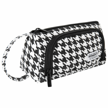 Пенал-косметичка BRAUBERG с ручкой, 1 откидная планка, полиэстер, 22x10х8 см, "Houndstooth", 271560 - Пеналы мягкие
