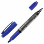 Маркер перманентный двусторонний BRAUBERG, СИНИЙ, круглый наконечник, 2/4 мм, 150837 - Маркеры перманентные