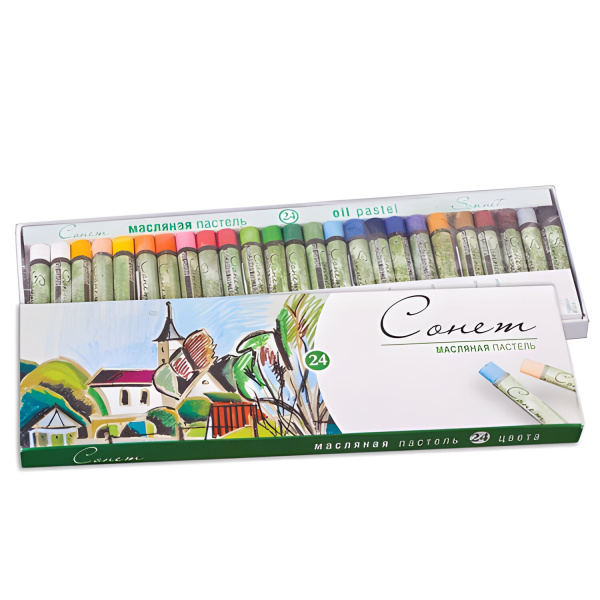 Пастель масляная художественная 24 цвета круглое сечение "Сонет" - Пастель художественная в наборах