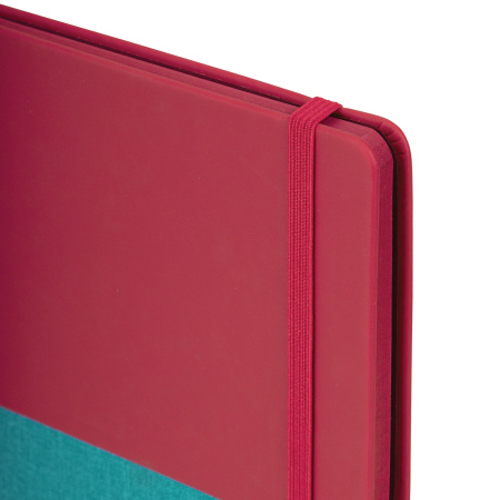 Блокнот А5 (148х218 мм), BRAUBERG "DUO", под кожу с резинкой 80 л., клетка, красный/бирюзовый, 113431 - Бизнес-блокноты и бизнес-тетради