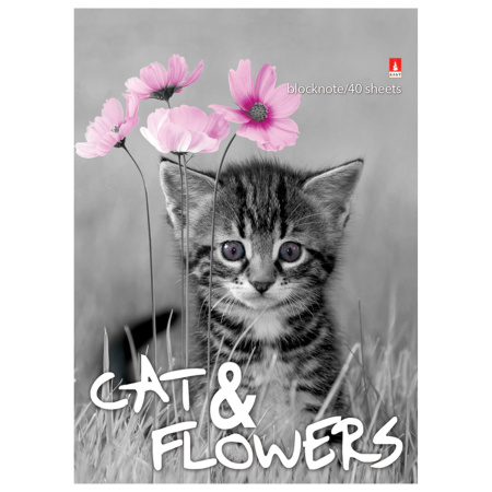 Блокнот А6, 40 л., гребень, ламинированный картон, клетка, Альт, "Котята", (5 видов), 3-40-028 - Блокноты