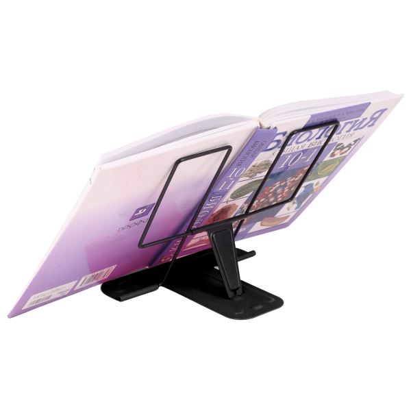 Подставка для книг и учебников BRAUBERG LINE, металлическая, черная, европодвес, 238213 - Подставки для книг