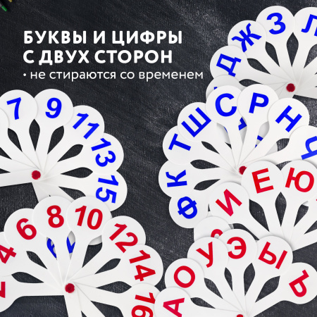 Веер-касса (гласные, согласные и цифры) ПИФАГОР, набор 3 шт., европодвес, 227394 - Веера-кассы