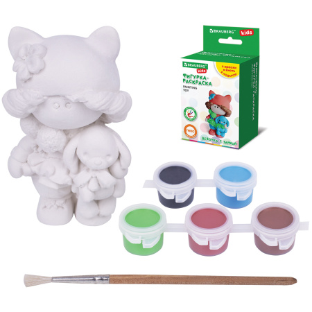 ФИГУРКА ИЗ ГИПСА с красками и кистью для росписи, ассорти, BRAUBERG KIDS, 665203, 1 шт - Наборы для рукоделия