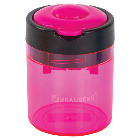 Точилка BRAUBERG "Office Round", 2 отверстия для чернографитных карандашей (в том числе утолщенных), с контейнером, ассорти, 228446 - Точилки ручные