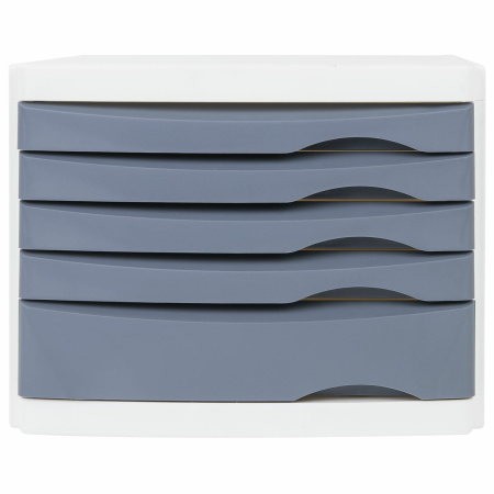 Бокс с 5 выдвижными лотками, корпус светлый, лотки серые, 235х300х355 мм, BRAUBERG "Office-Expert", 238045 - Блоки закрытых лотков для бумаг