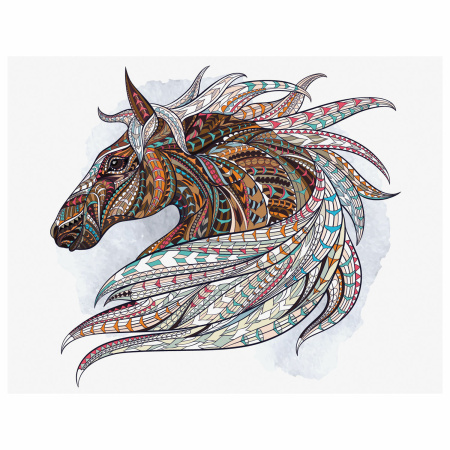 Картина по номерам 40х50 см, ОСТРОВ СОКРОВИЩ "Восточный конь", на подрамнике, акрил, кисти