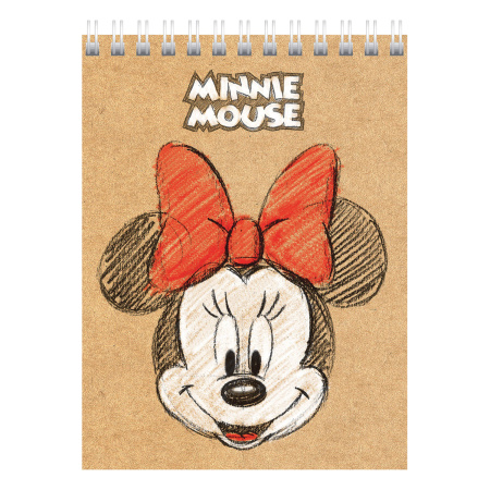 Блокнот МАЛЫЙ ФОРМАТ А6 110х145 мм, 40 л., гребень, обложка картон, клетка, HATBER, "Микки Маус", 40Б6В1гр - Блокноты