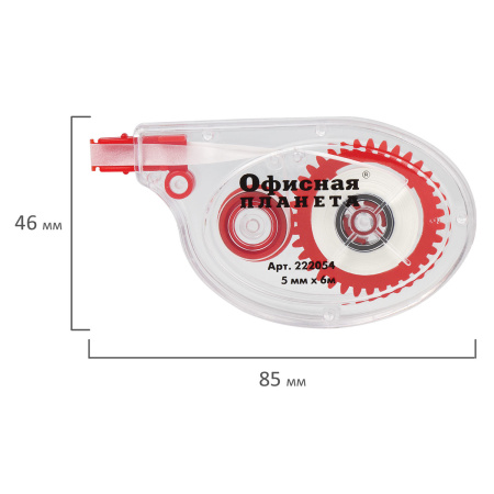 Корректирующая лента ОФИСНАЯ ПЛАНЕТА, 5 мм х 6 м, в упаковке с европодвесом, 222054 - Корректирующие ленты