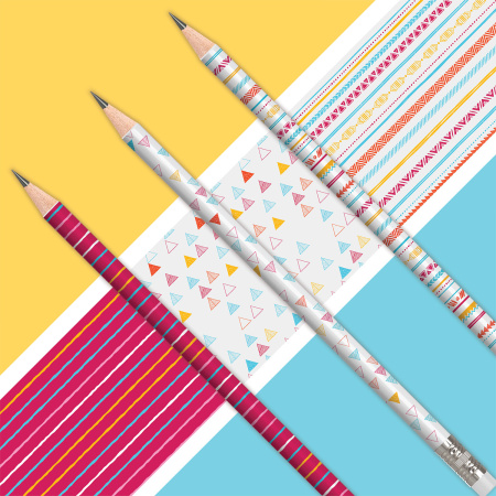 Карандаш чернографитный ЮНЛАНДИЯ "ГЕОМЕТРИЯ", 1 шт., HB, с ластиком, корпус ассорти, 181775 - Карандаши чернографитные