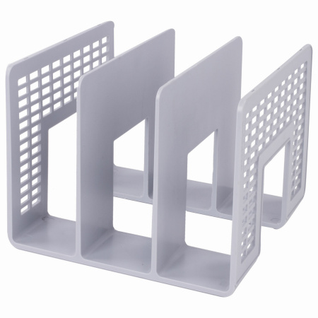 Лоток-сортер для бумаг BRAUBERG "Radikal", 3 отделения, 207х212х165 мм, сетчатый, серый, 235365 - Лотки и подставки секционные