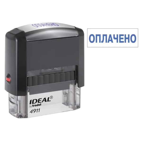 Штамп стандартный "ОПЛАЧЕНО", оттиск 38х14 мм, синий, TRODAT IDEAL 4911 DB-1.2, 161487 - Штампы стандартных слов