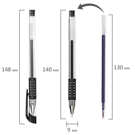 Ручка гелевая с грипом STAFF "Basic Needle" GP-679, ЧЕРНАЯ, игольчатый узел 0,5 мм, линия письма 0,35 мм, 143679 - Ручки гелевые неавтоматические