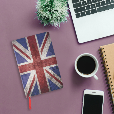 Ежедневник недатированный А5 (138х213 мм), BRAUBERG VISTA, под кожу, гибкий, 136 л., "Great Britain", 112007 - Ежедневники с покрытием "под кожу и ткань"