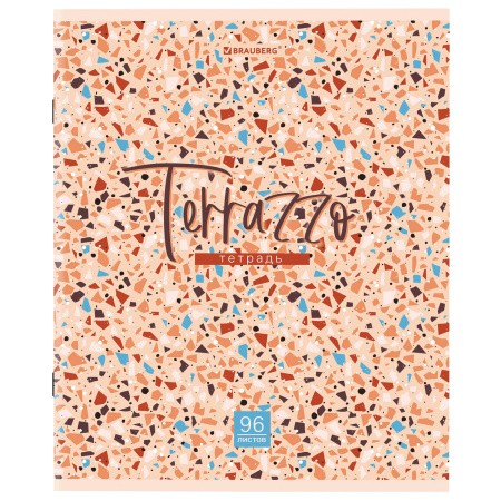 Тетрадь А5 96 л. BRAUBERG скоба, клетка, обложка картон, "Terrazzo" (микс в спайке), 404437 - Тетради более 60 листов